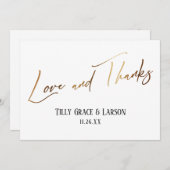 Elegant Simple Gold Handwriting Love en Bedankt (Voorkant / Achterkant)