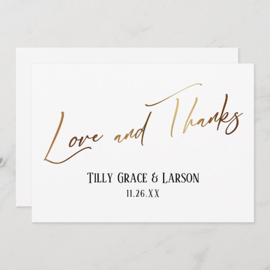 Elegant Simple Gold Handwriting Love en Bedankt (Voorkant / Achterkant)