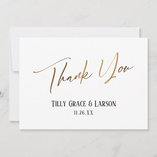 Elegant Simple Gold Handwriting Typografie Bedankkaart (Voorkant)