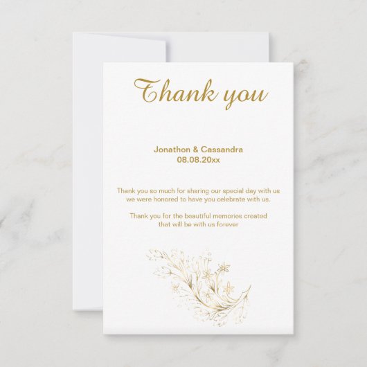 ELEGANT SIMPLE GOLD LEAF GOLD REVERSE DANK U KAART (Voorkant)