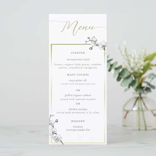 Elegant Simple Gold Lijst BW Orchids Vrijgezellenf Menu (Staand voorkant)