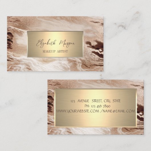 Elegant Simple Gold Lijst, Gold Brown Visitekaartje (Voorkant / Achterkant)