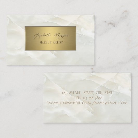 Elegant Simple Gold Lijst, witte marmer Visitekaartje (Voorkant / Achterkant)