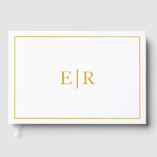 Elegant Simple Gold Monogram Weddenschap Gastenboek (Voorkant)