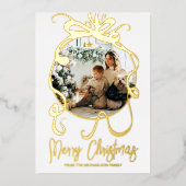 Elegant Simple Gold Ornament Bow-serie Foto Folie Feestdagenkaart (Voorkant)