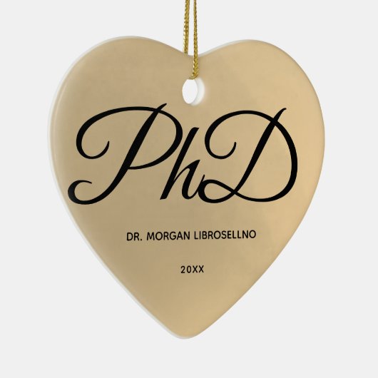 Elegant Simple Gold PhD Name Afstuderen Keramisch Ornament (Rechts)