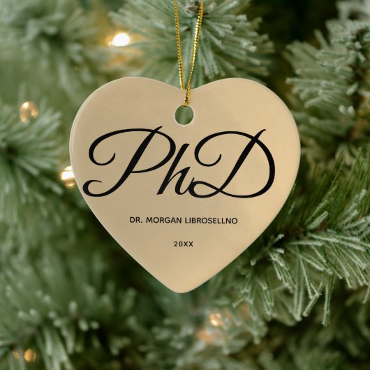 Elegant Simple Gold PhD Name Afstuderen Keramisch Ornament (Boom)
