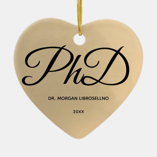 Elegant Simple Gold PhD Name Afstuderen Keramisch Ornament (Voorkant)