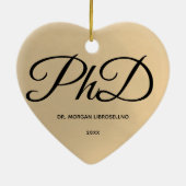 Elegant Simple Gold PhD Name Afstuderen Keramisch Ornament (Achterkant)