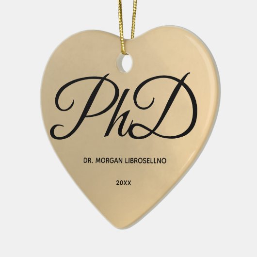 Elegant Simple Gold PhD Name Afstuderen Keramisch Ornament (Links)