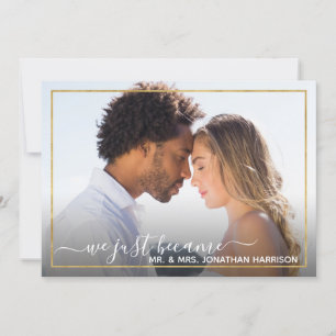Elegant Simple Gold Photo Just Married Website Aankondiging