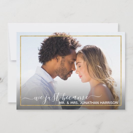 Elegant Simple Gold Photo Just Married Website Aankondiging (Voorkant)