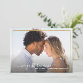 Elegant Simple Gold Photo Just Married Website Aankondiging (Staand voorkant)
