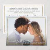 Elegant Simple Gold Photo Just Married Website Aankondiging (Voorkant / Achterkant)