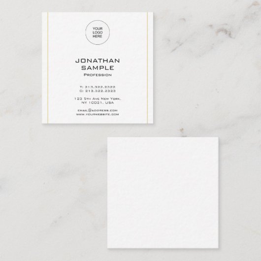 Elegant Simple Gold Sjabloon Moderne Professional Vierkante Visitekaartje (Voorkant / Achterkant)