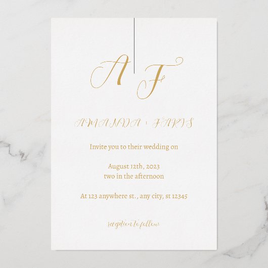elegant Simple gold typografie bruiloft Folie Uitnodiging (Voorkant)