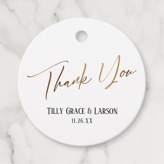 Elegant Simple Gold Typografie Hartelijk dank Bedankjes Labels (Voorkant)