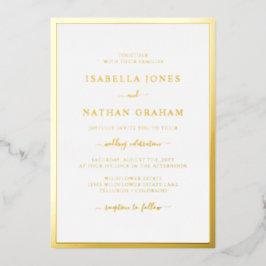 Elegant Simple Gold Wedding Folie Uitnodiging