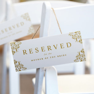 Elegant Simple Gold Wedding Reserved-stoelteken