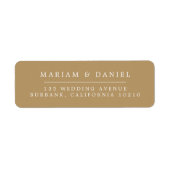 Elegant Simple Gold Wedding Return Address Etiket (Voorkant)