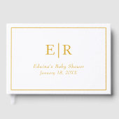 Elegant Simple Gold White Monogram Baby shower Gastenboek (Voorkant)