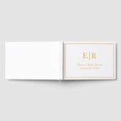 Elegant Simple Gold White Monogram Baby shower Gastenboek (Volledig)