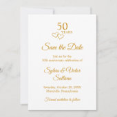 Elegant Simple Golden 50th Anniversary Party Save The Date (Voorkant)