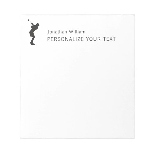 Elegant Simple Golf Player Personal Stationery Notitieblok (Voorkant)