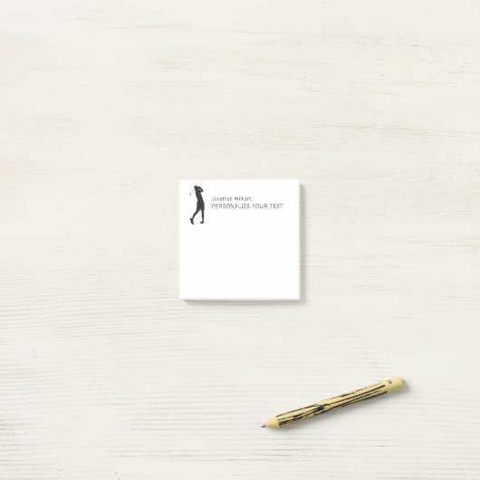 Elegant Simple Golf Player Personal Stationery Post-it® Notes (Op bureau)