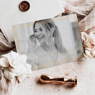 Elegant Simple Graduparty Black & Gold Foil Folie Uitnodiging