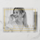 Elegant Simple Graduparty Black & Gold Foil Folie Uitnodiging (Voorkant)