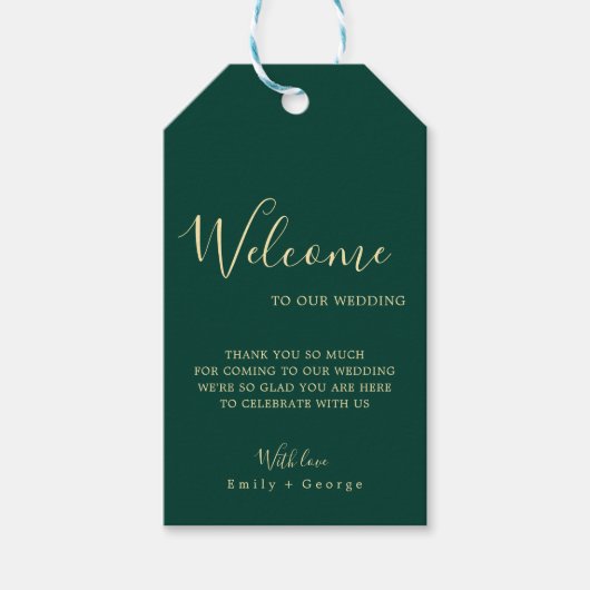 Elegant Simple Green Gold Classy Modern Wedding Cadeaulabel (Voorkant)