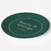 Elegant Simple Green Gold Classy Modern Wedding Papieren Bordje (Gekanteld)