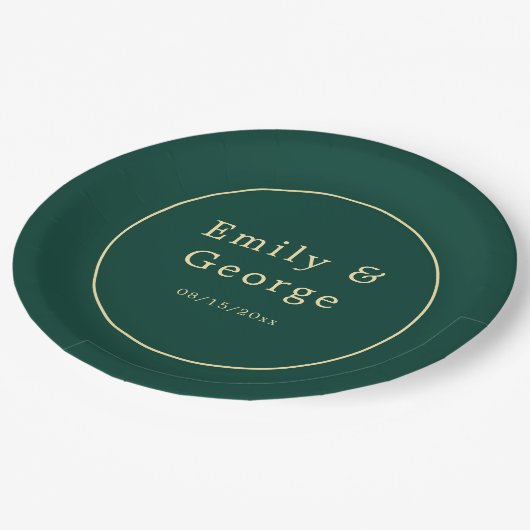 Elegant Simple Green Gold Classy Modern Wedding Papieren Bordje (Gekanteld)
