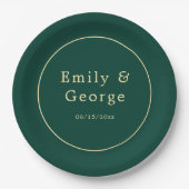 Elegant Simple Green Gold Classy Modern Wedding Papieren Bordje (Voorkant)