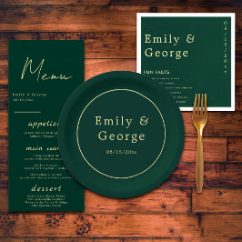 Elegant Simple Green Gold Classy Modern Wedding Papieren Bordje