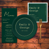 Elegant Simple Green Gold Classy Modern Wedding Papieren Bordje