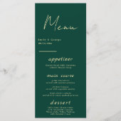 Elegant Simple Green Gold Luxury Modern Wedding Menu (Voorkant)