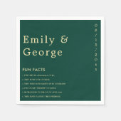 Elegant Simple Green Gold Modern Facts Weddenschap Servet (Voorkant)