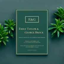 Elegant Simple Green Gold Monogram Modern Weddensc