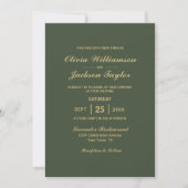 Elegant Simple Green Gold Wedding Kaart (Voorkant)