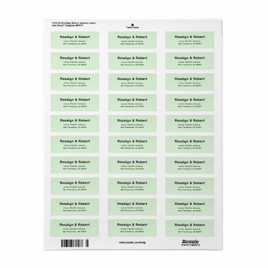 Elegant Simple Green Return-adreslabels Etiket (Full Sheet)