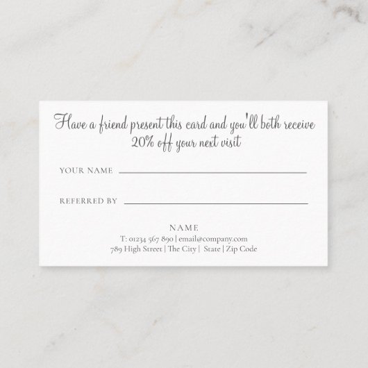 Elegant Simple Greenery Aanbevelingskaartje (Achterkant)