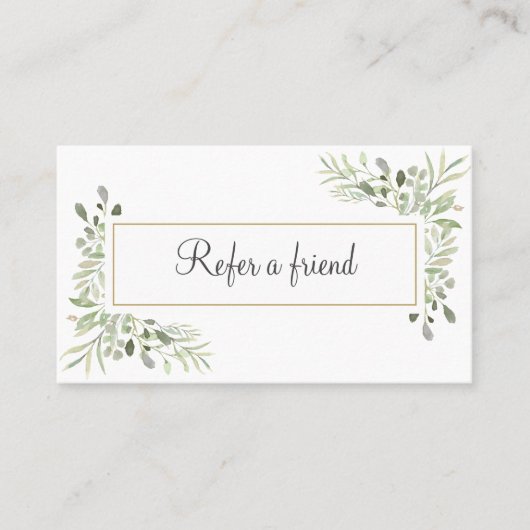 Elegant Simple Greenery Aanbevelingskaartje (Voorkant)