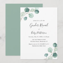 Elegant Simple Greenery Eucalyptus Gender onthulle Kaart
