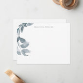 Elegant Simple Greenery Personalized Stationery Notitiekaartje (Voorkant / Achterkant in situ)