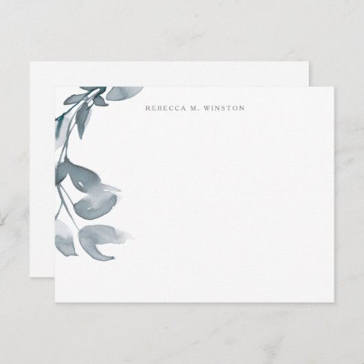 Elegant Simple Greenery Personalized Stationery Notitiekaartje (Voorkant / Achterkant)
