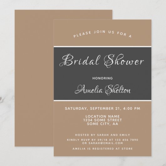 Elegant Simple Grey Beige Vrijgezellenfeest Kaart (Voorkant / Achterkant)