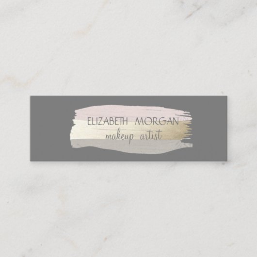 Elegant Simple Grey, Folie Penseelstreek Mini Visitekaartje (Voorkant)