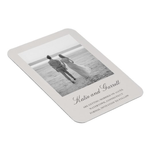 Elegant Simple Grey Photo Save the Date Magneet (Rechterzijde)